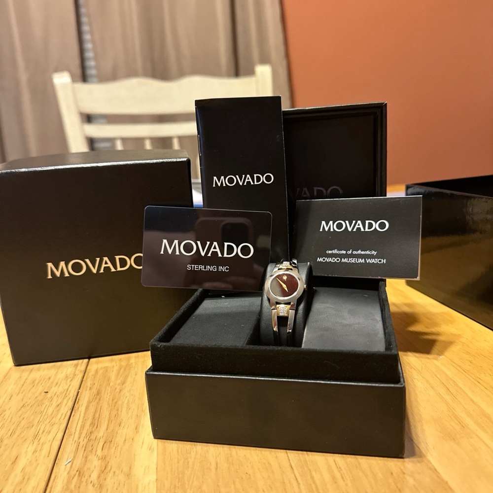 Movado Silver and Black Women's Watch